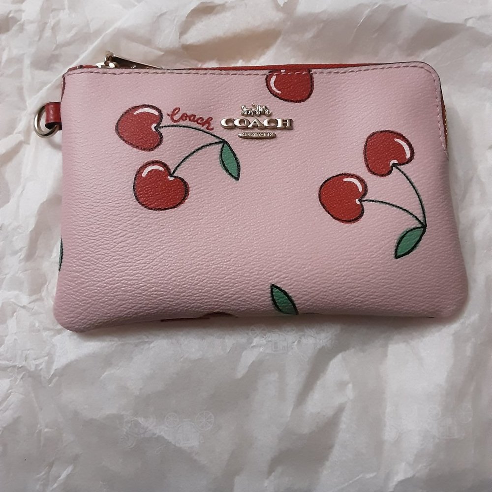 Coach Cherry Print Wristlet and Strap